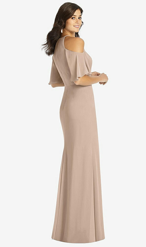 Back View - Topaz Ruffle Cold-Shoulder Mermaid Maxi Dress