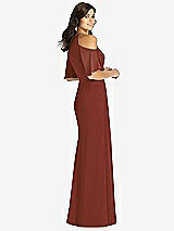 Rear View Thumbnail - Auburn Moon Ruffle Cold-Shoulder Mermaid Maxi Dress