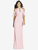 Front View Thumbnail - Ballet Pink Ruffle Cold-Shoulder Mermaid Maxi Dress