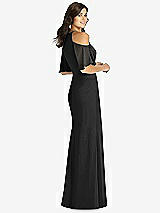 Rear View Thumbnail - Black Ruffle Cold-Shoulder Mermaid Maxi Dress