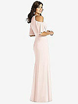 Rear View Thumbnail - Blush Ruffle Cold-Shoulder Mermaid Maxi Dress