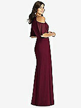 Rear View Thumbnail - Cabernet Ruffle Cold-Shoulder Mermaid Maxi Dress