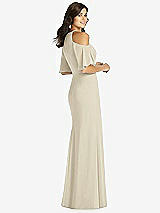 Rear View Thumbnail - Champagne Ruffle Cold-Shoulder Mermaid Maxi Dress