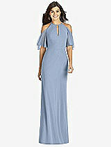 Front View Thumbnail - Cloudy Ruffle Cold-Shoulder Mermaid Maxi Dress