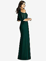 Rear View Thumbnail - Evergreen Ruffle Cold-Shoulder Mermaid Maxi Dress