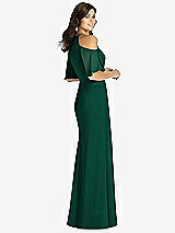 Rear View Thumbnail - Hunter Green Ruffle Cold-Shoulder Mermaid Maxi Dress