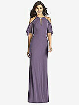 Front View Thumbnail - Lavender Ruffle Cold-Shoulder Mermaid Maxi Dress