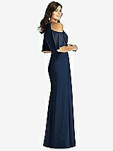 Rear View Thumbnail - Midnight Navy Ruffle Cold-Shoulder Mermaid Maxi Dress