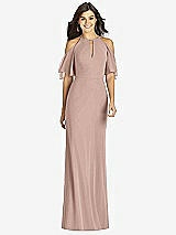 Front View Thumbnail - Neu Nude Ruffle Cold-Shoulder Mermaid Maxi Dress