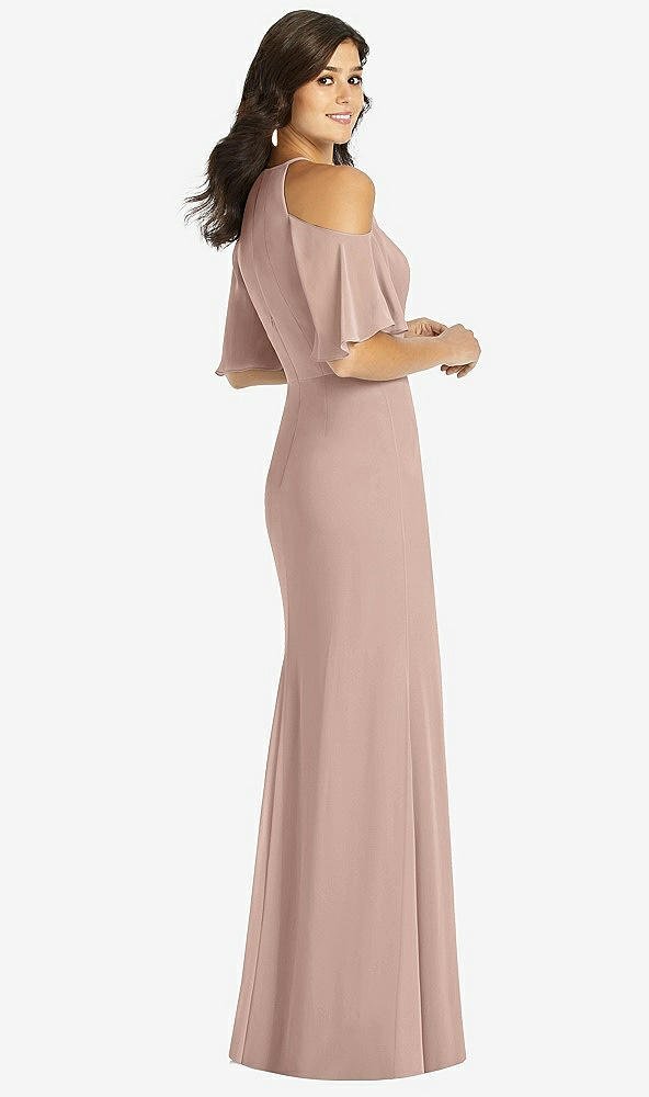 Back View - Neu Nude Ruffle Cold-Shoulder Mermaid Maxi Dress