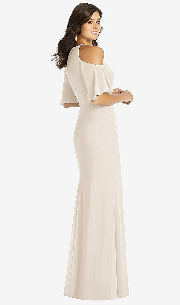 Back View - Oat Ruffle Cold-Shoulder Mermaid Maxi Dress