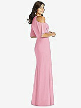 Rear View Thumbnail - Peony Pink Ruffle Cold-Shoulder Mermaid Maxi Dress