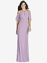 Front View Thumbnail - Pale Purple Ruffle Cold-Shoulder Mermaid Maxi Dress