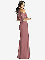 Rear View Thumbnail - Rosewood Ruffle Cold-Shoulder Mermaid Maxi Dress