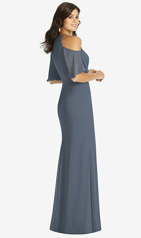 Back View - Silverstone Ruffle Cold-Shoulder Mermaid Maxi Dress