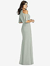 Rear View Thumbnail - Willow Green Ruffle Cold-Shoulder Mermaid Maxi Dress