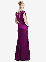 Rear View Thumbnail - Persian Plum Cap Sleeve Blouson Faux Wrap Dress