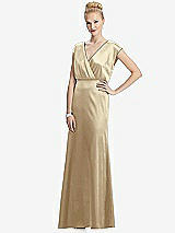 Front View Thumbnail - Banana Cap Sleeve Blouson Faux Wrap Dress