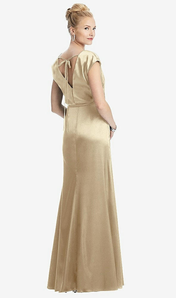 Back View - Banana Cap Sleeve Blouson Faux Wrap Dress