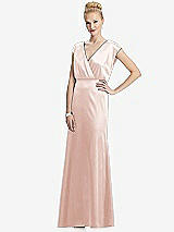 Front View Thumbnail - Blush Cap Sleeve Blouson Faux Wrap Dress