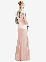 Rear View Thumbnail - Blush Cap Sleeve Blouson Faux Wrap Dress