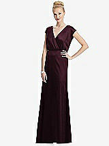 Front View Thumbnail - Bordeaux Cap Sleeve Blouson Faux Wrap Dress