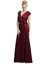 Alt View 1 Thumbnail - Burgundy Cap Sleeve Blouson Faux Wrap Dress