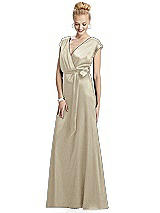 Alt View 1 Thumbnail - Champagne Cap Sleeve Blouson Faux Wrap Dress