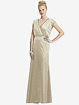 Front View Thumbnail - Champagne Cap Sleeve Blouson Faux Wrap Dress