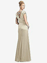 Rear View Thumbnail - Champagne Cap Sleeve Blouson Faux Wrap Dress