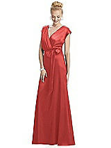 Alt View 1 Thumbnail - Perfect Coral Cap Sleeve Blouson Faux Wrap Dress