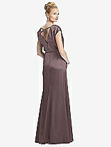 Rear View Thumbnail - French Truffle Cap Sleeve Blouson Faux Wrap Dress