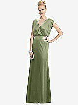 Front View Thumbnail - Kiwi Cap Sleeve Blouson Faux Wrap Dress