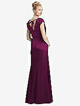 Rear View Thumbnail - Merlot Cap Sleeve Blouson Faux Wrap Dress