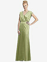 Front View Thumbnail - Mint Cap Sleeve Blouson Faux Wrap Dress