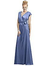 Alt View 1 Thumbnail - Periwinkle - PANTONE Serenity Cap Sleeve Blouson Faux Wrap Dress