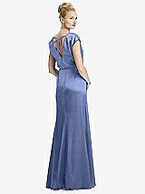 Rear View Thumbnail - Periwinkle - PANTONE Serenity Cap Sleeve Blouson Faux Wrap Dress