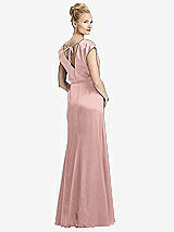 Rear View Thumbnail - Rose Quartz Cap Sleeve Blouson Faux Wrap Dress