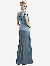 Rear View Thumbnail - Slate Cap Sleeve Blouson Faux Wrap Dress