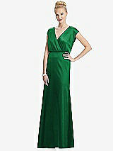 Front View Thumbnail - Shamrock Cap Sleeve Blouson Faux Wrap Dress