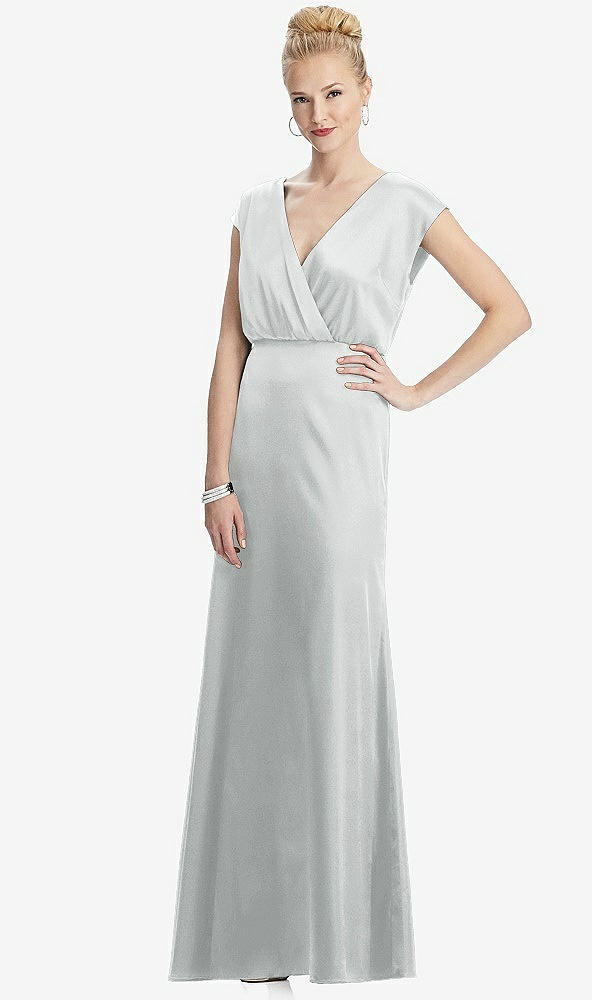 Front View - Sterling Cap Sleeve Blouson Faux Wrap Dress