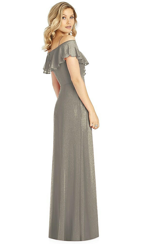 Back View - Mocha Gold After Six Shimmer Bridesmaid Dress 6809LS