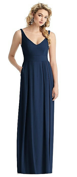 Sleeveless Pleated Skirt Maxi Dress with Pockets