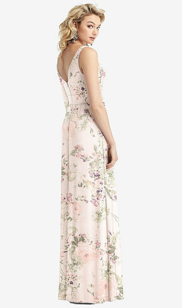 Back View - Blush Garden Sleeveless Pleated Skirt Maxi Dress with Pockets