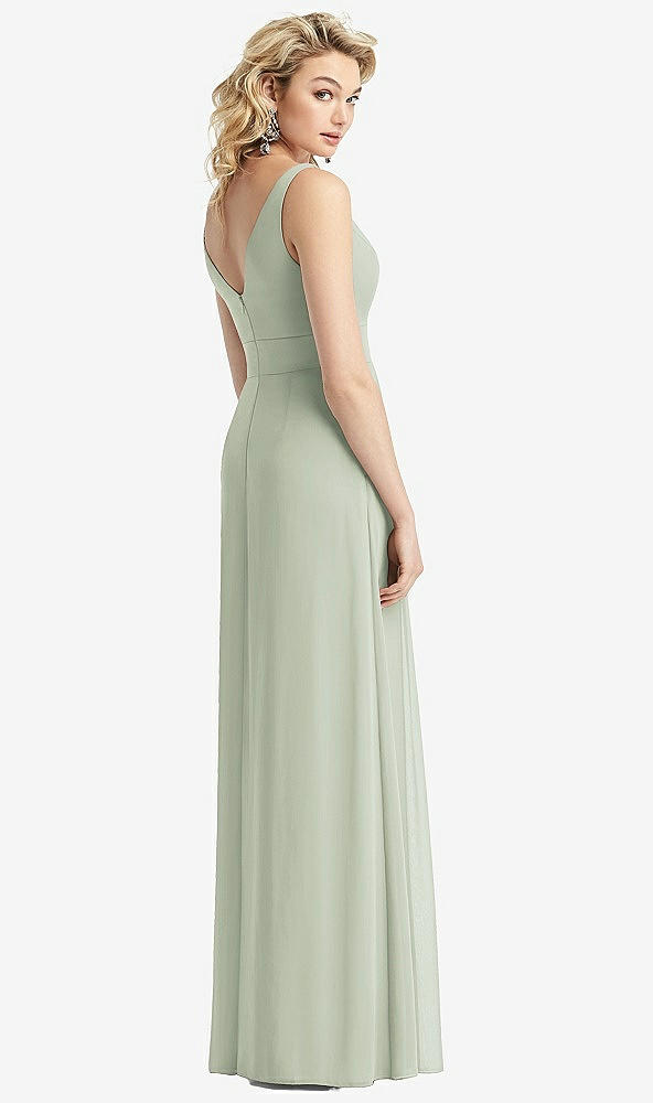 Back View - Celadon Sleeveless Pleated Skirt Maxi Dress with Pockets