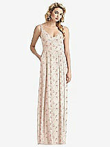 Front View Thumbnail - Coquette Floral Print Sleeveless Pleated Skirt Maxi Dress with Pockets