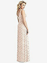 Rear View Thumbnail - Coquette Floral Print Sleeveless Pleated Skirt Maxi Dress with Pockets