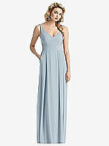 Front View Thumbnail - Mist Sleeveless Pleated Skirt Maxi Dress with Pockets