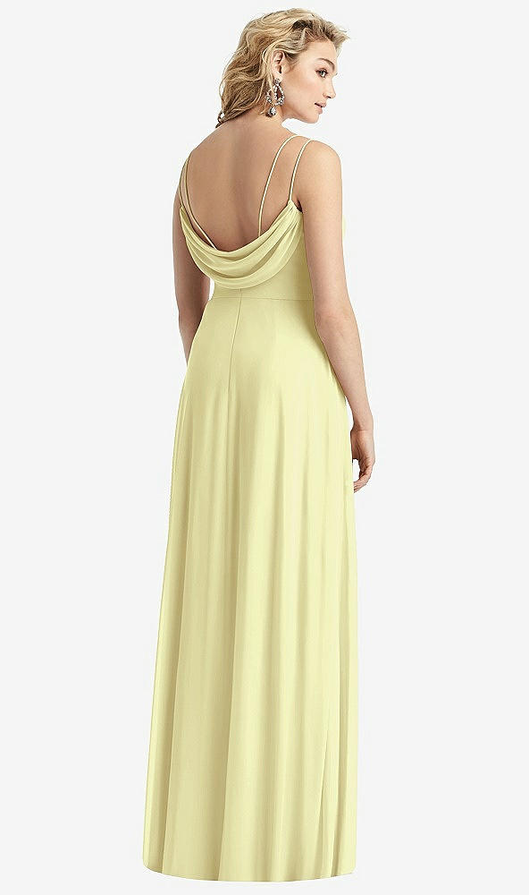 Front View - Butter Yellow Cowl-Back Double Strap Maxi Dress with Side Slit