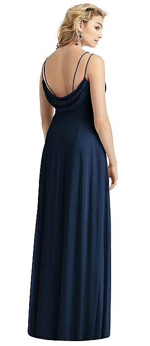 Cowl-Back Double Strap Maxi Dress with Side Slit